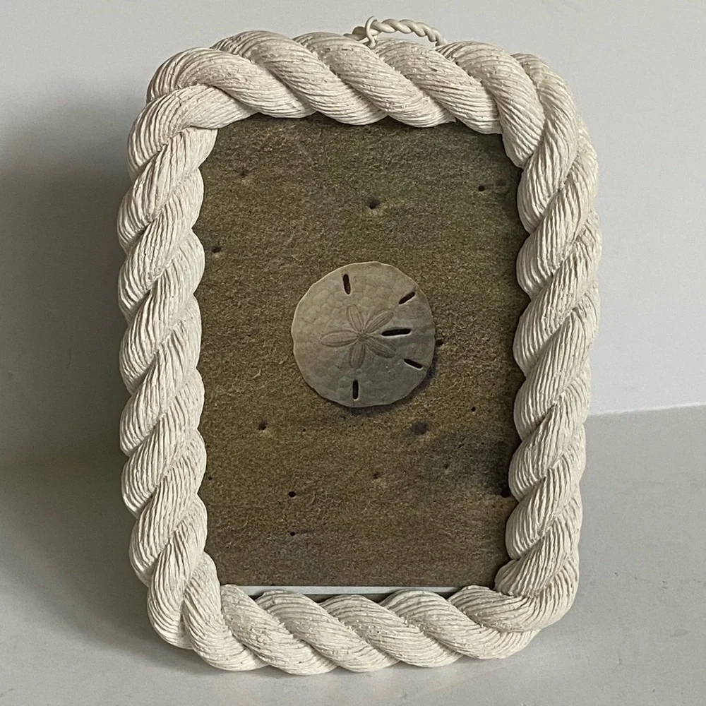 Rope Frame Sheffield Home Nautical Resin White Twisted 4 X 6 Photo Beach EUC
